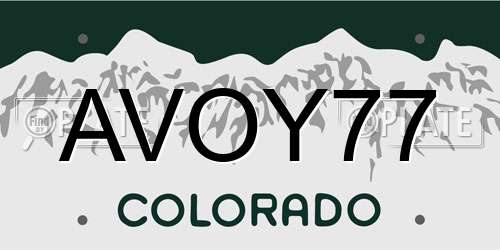 AVOY77 Colorado License Plate