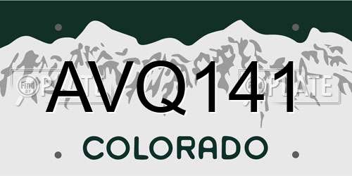 AVQ141 Colorado License Plate