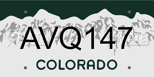 AVQ147 Colorado License Plate