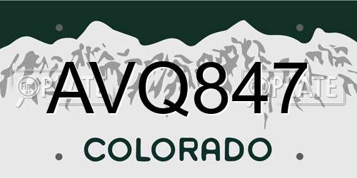 AVQ847 Colorado License Plate