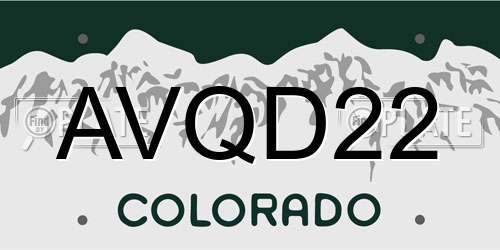 AVQD22 Colorado License Plate