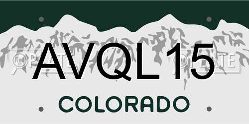 AVQL15 Colorado License Plate