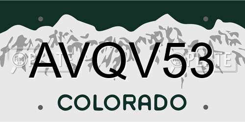 AVQV53 Colorado License Plate