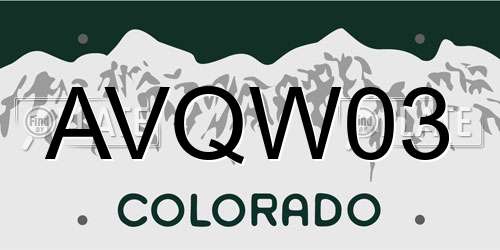 AVQW03 Colorado License Plate