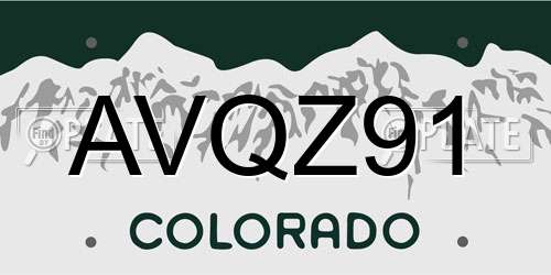 AVQZ91 Colorado License Plate