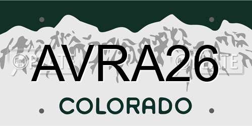 AVRA26 Colorado License Plate