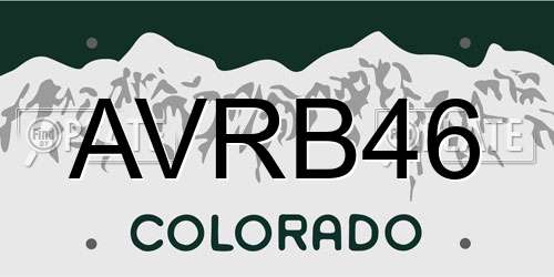 AVRB46 Colorado License Plate