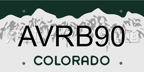 AVRB90 Colorado License Plate