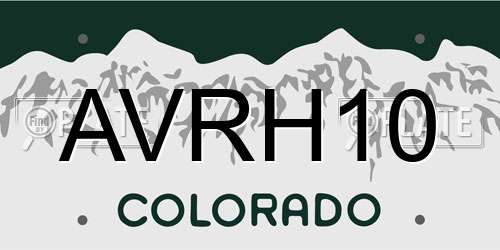 AVRH10 Colorado License Plate