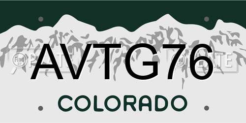 AVTG76 Colorado License Plate