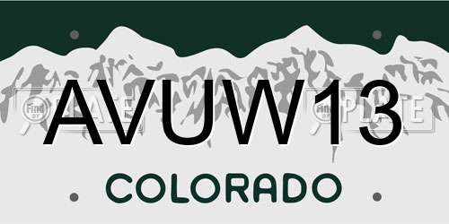 AVUW13 Colorado License Plate