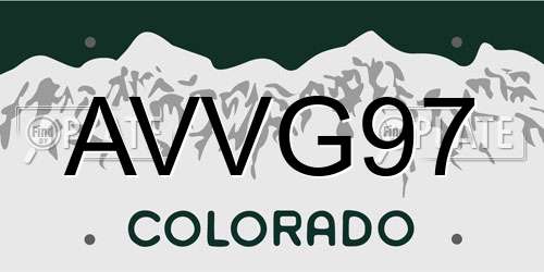 AVVG97 Colorado License Plate