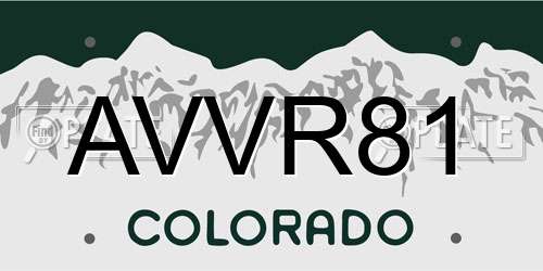 AVVR81 Colorado License Plate