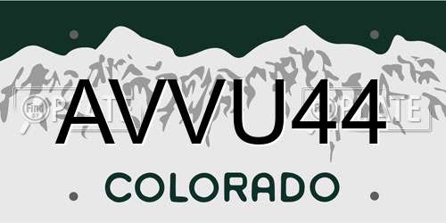 AVVU44 Colorado License Plate