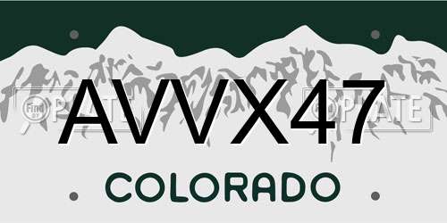 AVVX47 Colorado License Plate