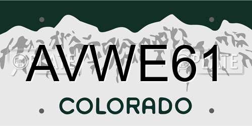 AVWE61 Colorado License Plate