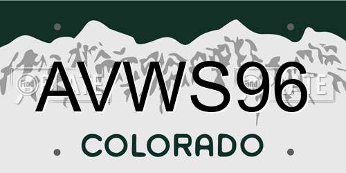 AVWS96 Colorado License Plate