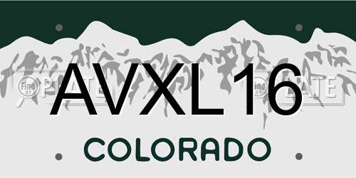 AVXL16 Colorado License Plate