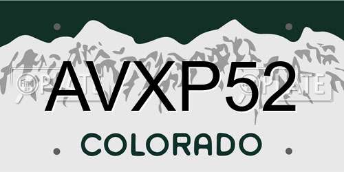 AVXP52 Colorado License Plate
