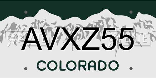 AVXZ55 Colorado License Plate