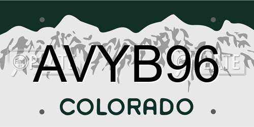 AVYB96 Colorado License Plate