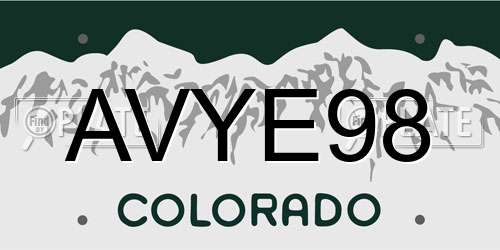 AVYE98 Colorado License Plate