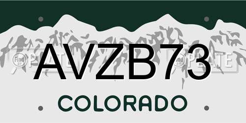 AVZB73 Colorado License Plate