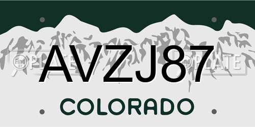 AVZJ87 Colorado License Plate