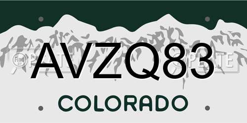 AVZQ83 Colorado License Plate