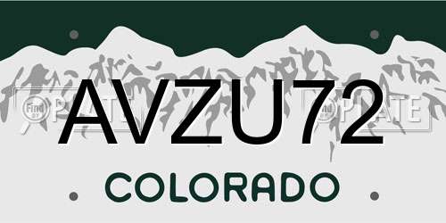 AVZU72 Colorado License Plate