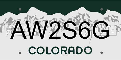 AW2S6G Colorado License Plate