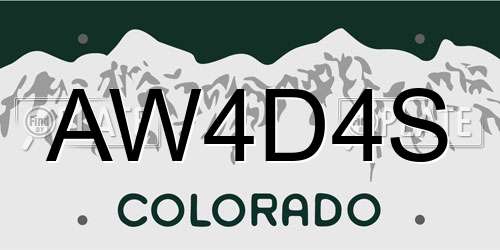 AW4D4S Colorado License Plate