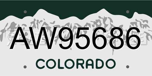 AW95686 Colorado License Plate