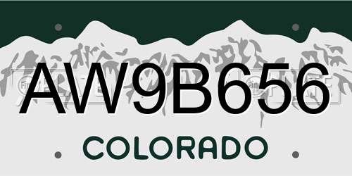 AW9B656 Colorado License Plate