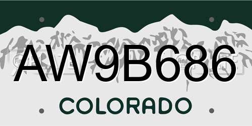 AW9B686 Colorado License Plate