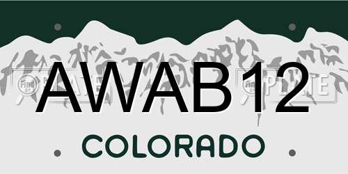AWAB12 Colorado License Plate