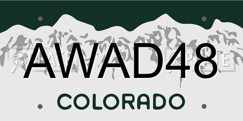 AWAD48 Colorado License Plate