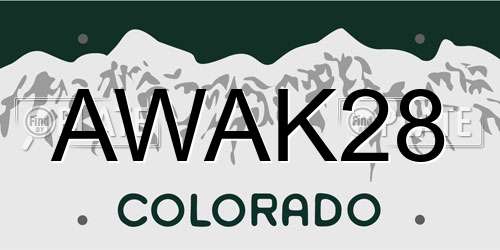AWAK28 Colorado License Plate