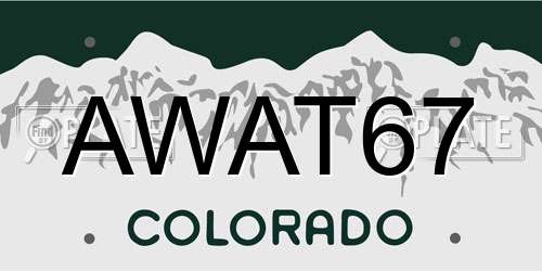 AWAT67 Colorado License Plate