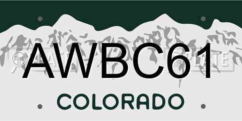 AWBC61 Colorado License Plate