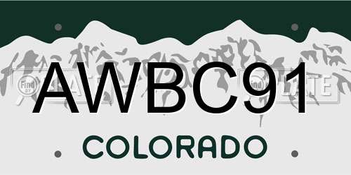 AWBC91 Colorado License Plate