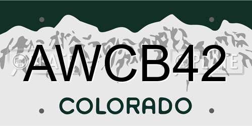 AWCB42 Colorado License Plate