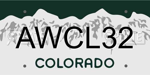 AWCL32 Colorado License Plate