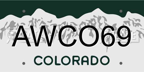 AWCO69 Colorado License Plate
