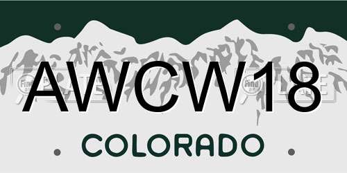AWCW18 Colorado License Plate