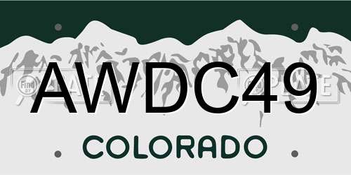 AWDC49 Colorado License Plate