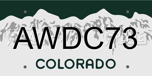 AWDC73 Colorado License Plate