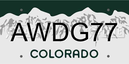 AWDG77 Colorado License Plate
