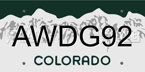 AWDG92 Colorado License Plate