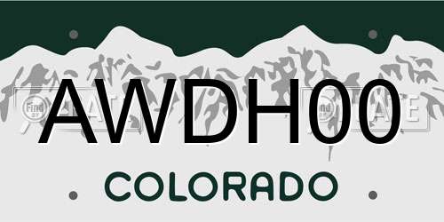 AWDH00 Colorado License Plate